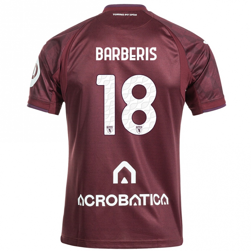 Herren Fußball Laura Barberis #18 Kastanienbraun Weiß Heimtrikot Trikot 2024/25 T-Shirt Luxemburg