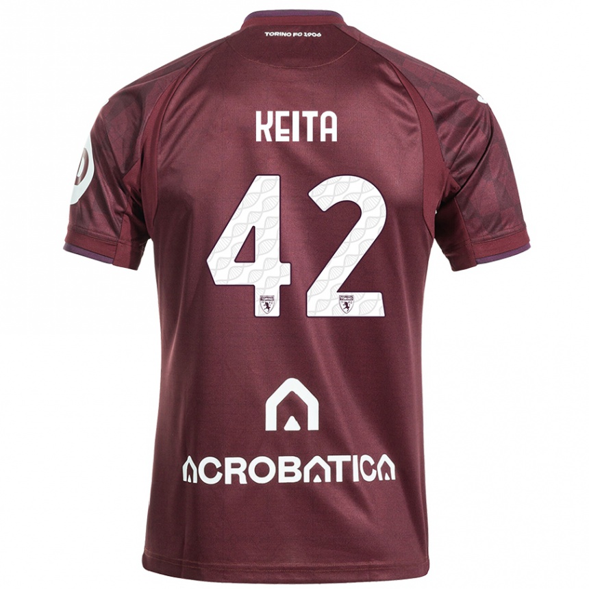 Herren Fußball Karamoko Keita #42 Kastanienbraun Weiß Heimtrikot Trikot 2024/25 T-Shirt Luxemburg