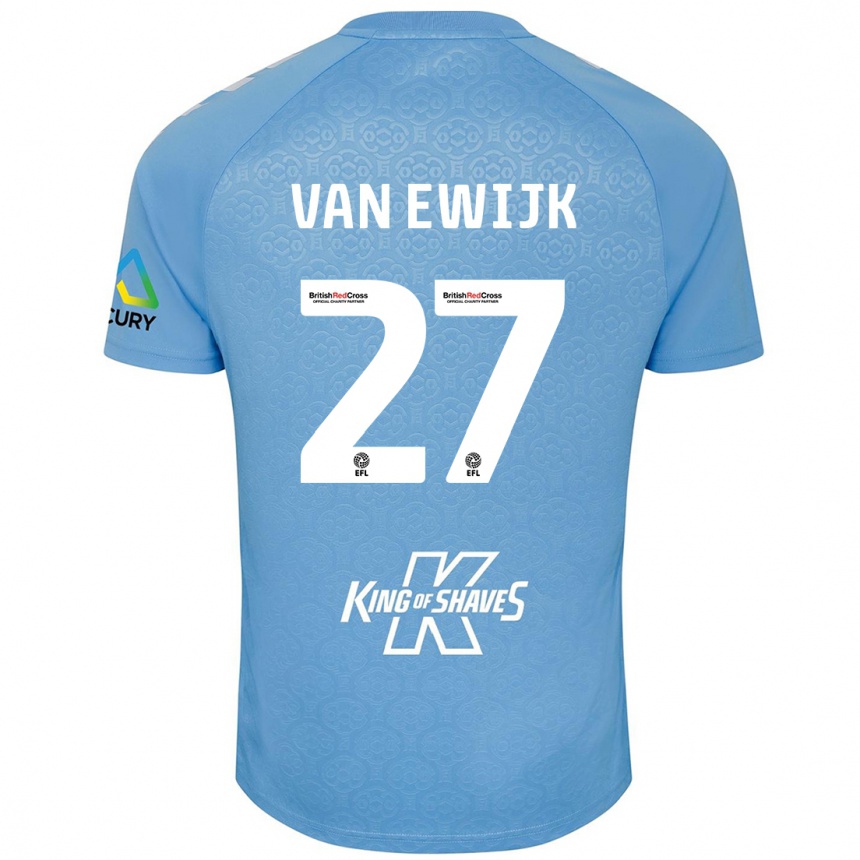 Herren Fußball Milan Van Ewijk #27 Blau Weiß Heimtrikot Trikot 2024/25 T-Shirt Luxemburg