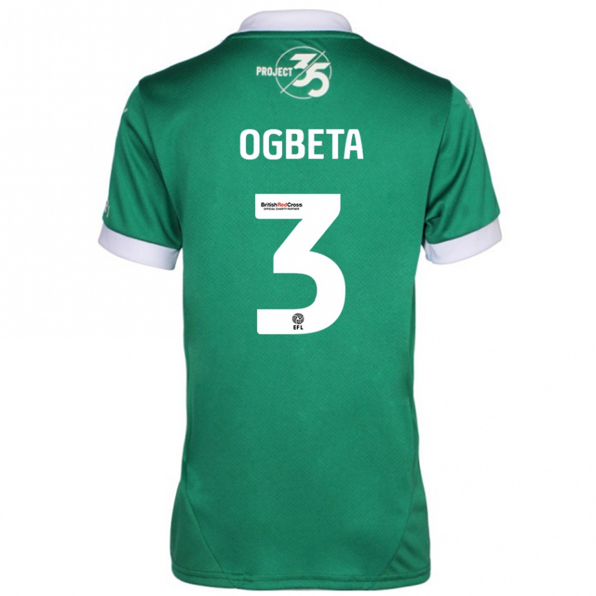 Herren Fußball Nathanael Ogbeta #3 Grün Weiß Heimtrikot Trikot 2024/25 T-Shirt Luxemburg