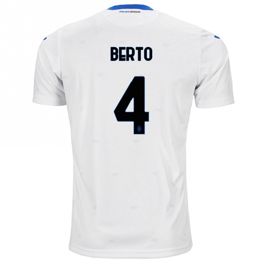 Herren Fußball Gabriele Berto #4 Weiß Auswärtstrikot Trikot 2024/25 T-Shirt Luxemburg