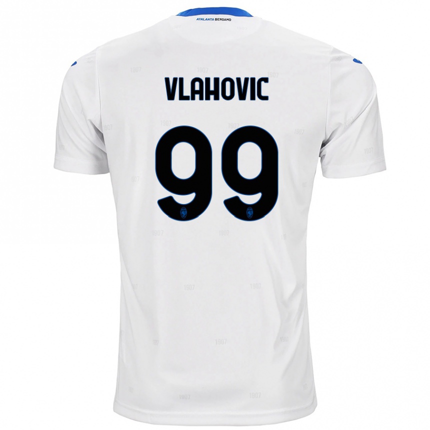 Herren Fußball Vanja Vlahovic #99 Weiß Auswärtstrikot Trikot 2024/25 T-Shirt Luxemburg