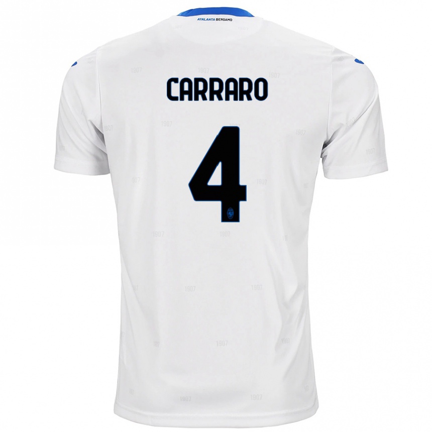 Herren Fußball Marco Carraro #4 Weiß Auswärtstrikot Trikot 2024/25 T-Shirt Luxemburg