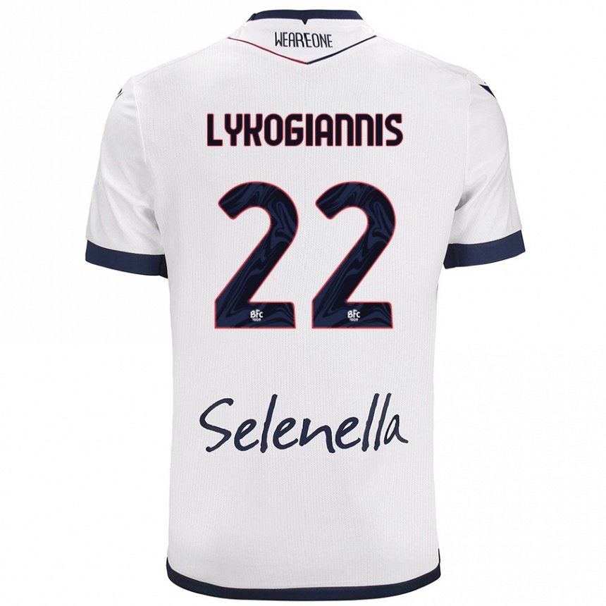 Herren Fußball Charalampos Lykogiannis #22 Weiß Königsblau Auswärtstrikot Trikot 2024/25 T-Shirt Luxemburg