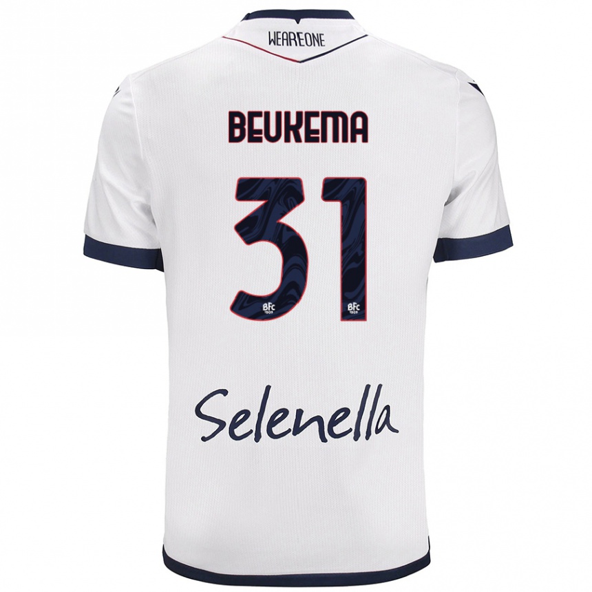 Herren Fußball Sam Beukema #31 Weiß Königsblau Auswärtstrikot Trikot 2024/25 T-Shirt Luxemburg