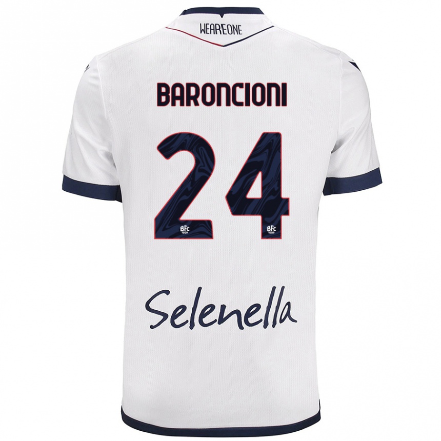 Herren Fußball Davide Baroncioni #24 Weiß Königsblau Auswärtstrikot Trikot 2024/25 T-Shirt Luxemburg