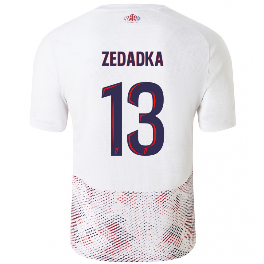 Herren Fußball Akim Zedadka #13 Weiß Königsblau Auswärtstrikot Trikot 2024/25 T-Shirt Luxemburg