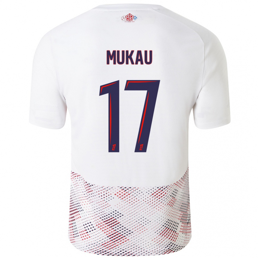 Herren Fußball Ngal'ayel Mukau #17 Weiß Königsblau Auswärtstrikot Trikot 2024/25 T-Shirt Luxemburg