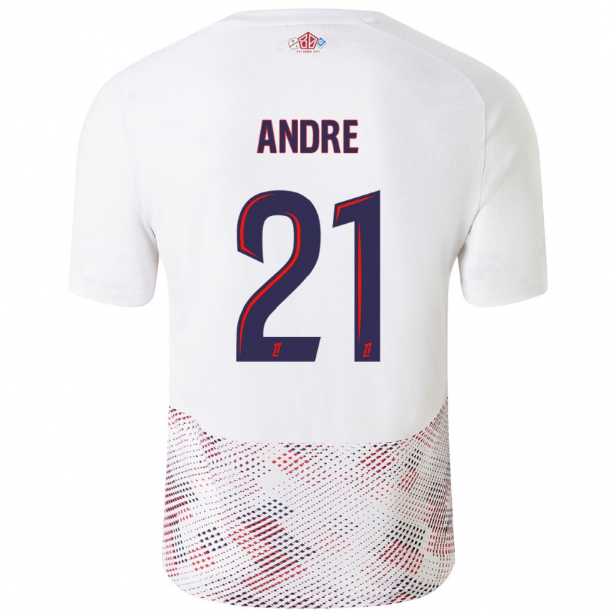 Herren Fußball Benjamin Andre #21 Weiß Königsblau Auswärtstrikot Trikot 2024/25 T-Shirt Luxemburg