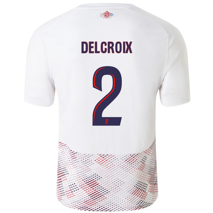 Herren Fußball Céleste Delcroix #2 Weiß Königsblau Auswärtstrikot Trikot 2024/25 T-Shirt Luxemburg