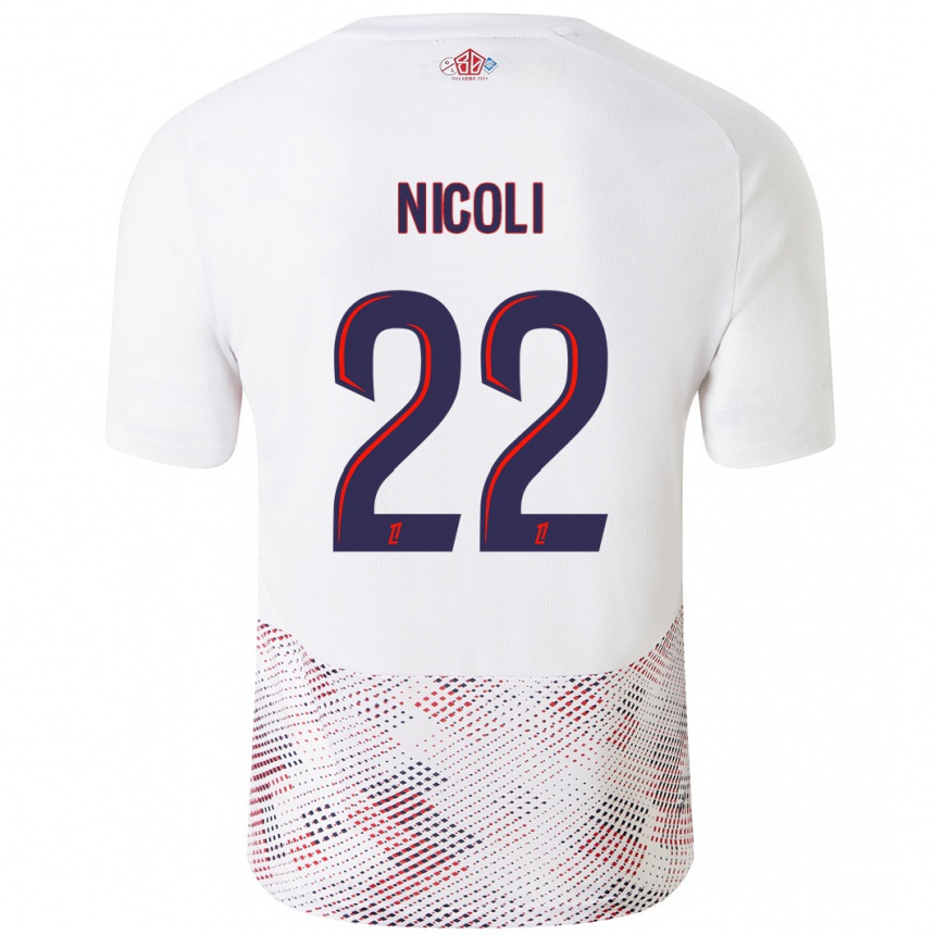 Herren Fußball Morgane Nicoli #22 Weiß Königsblau Auswärtstrikot Trikot 2024/25 T-Shirt Luxemburg