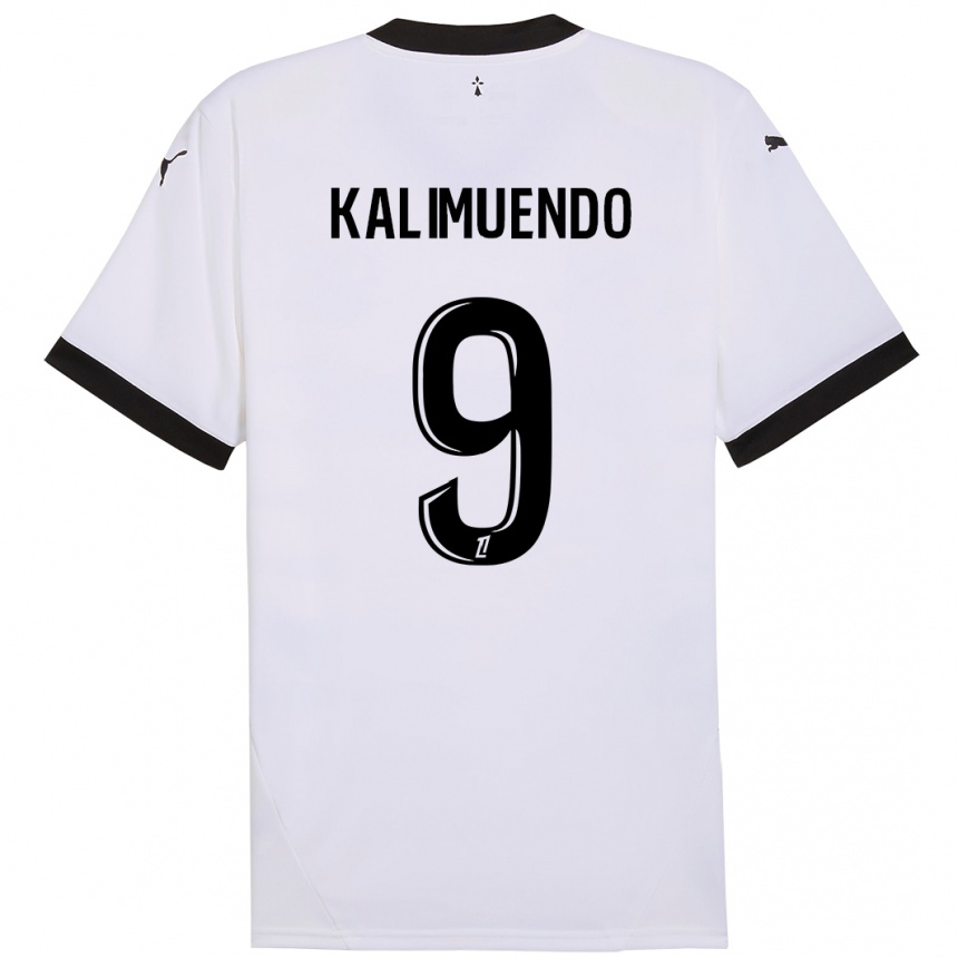 Herren Fußball Arnaud Kalimuendo #9 Weiß Schwarz Auswärtstrikot Trikot 2024/25 T-Shirt Luxemburg