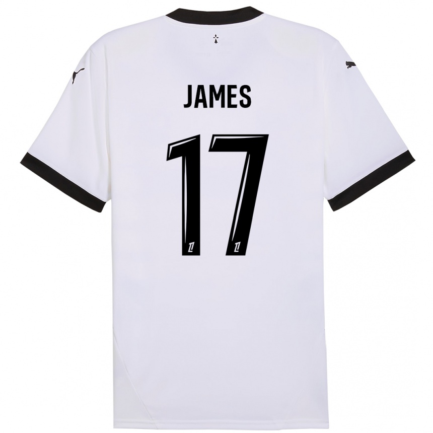 Herren Fußball Jordan James #17 Weiß Schwarz Auswärtstrikot Trikot 2024/25 T-Shirt Luxemburg