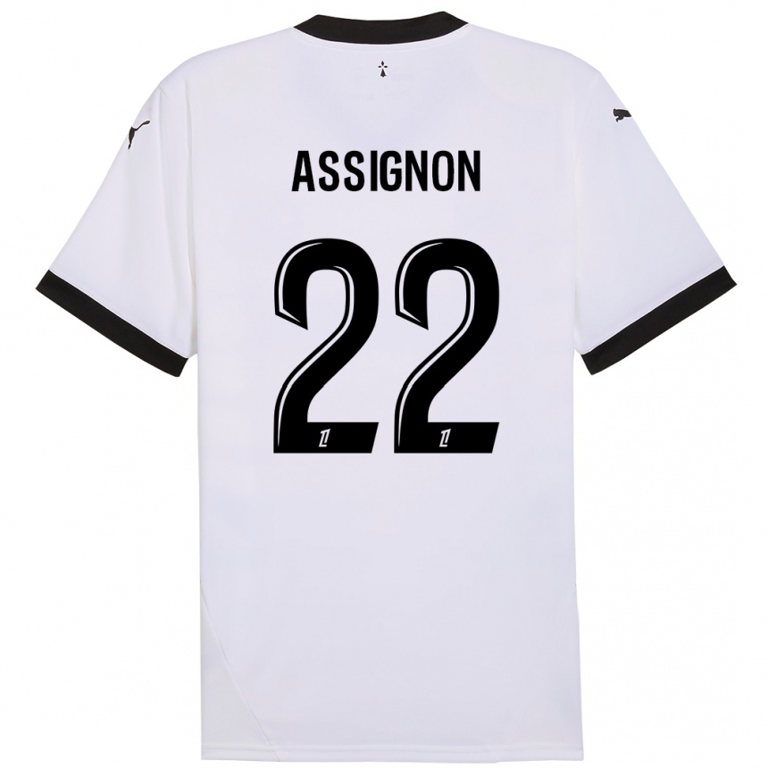 Herren Fußball Lorenz Assignon #22 Weiß Schwarz Auswärtstrikot Trikot 2024/25 T-Shirt Luxemburg