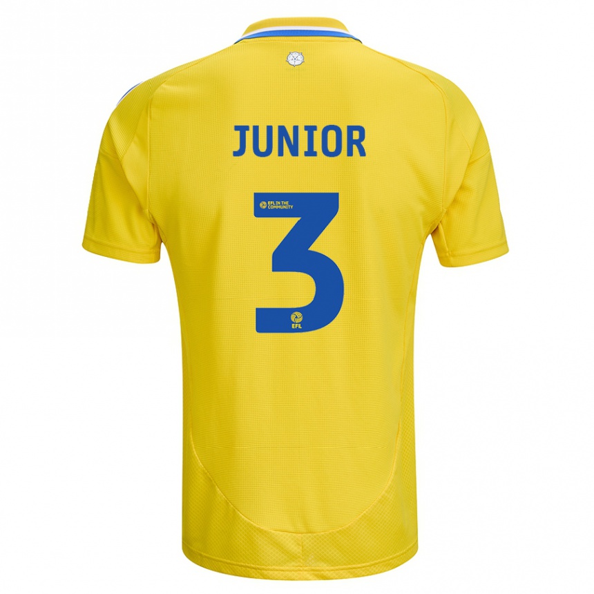 Herren Fußball Junior Firpo #3 Gelb Blau Auswärtstrikot Trikot 2024/25 T-Shirt Luxemburg