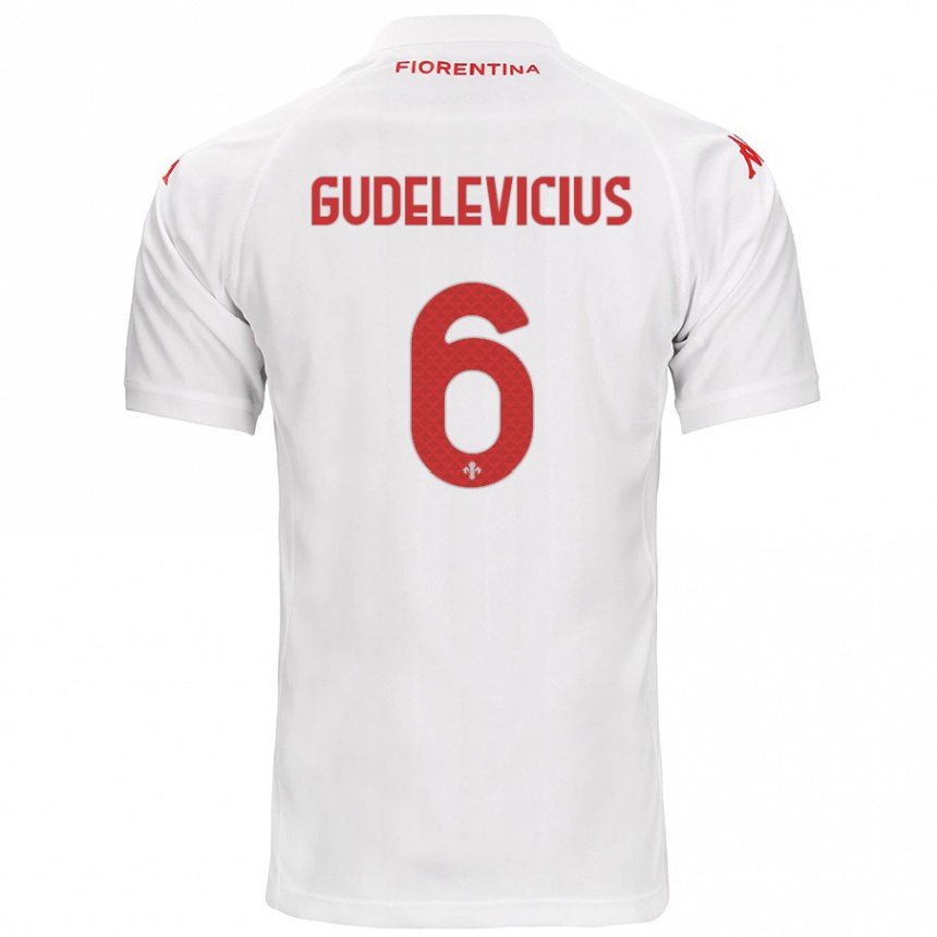 Herren Fußball Ernestas Gudelevicius #6 Weiß Auswärtstrikot Trikot 2024/25 T-Shirt Luxemburg