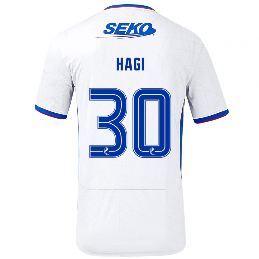 Herren Fußball Ianis Hagi #30 Weiß Blau Auswärtstrikot Trikot 2024/25 T-Shirt Luxemburg