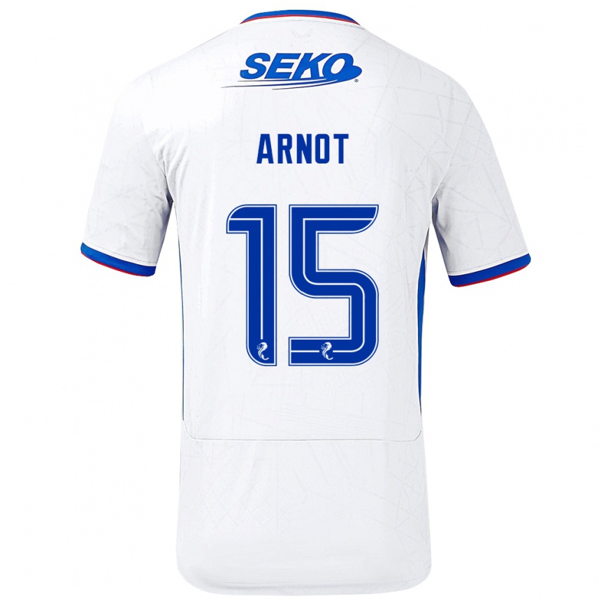 Herren Fußball Elizabeth Arnot #15 Weiß Blau Auswärtstrikot Trikot 2024/25 T-Shirt Luxemburg