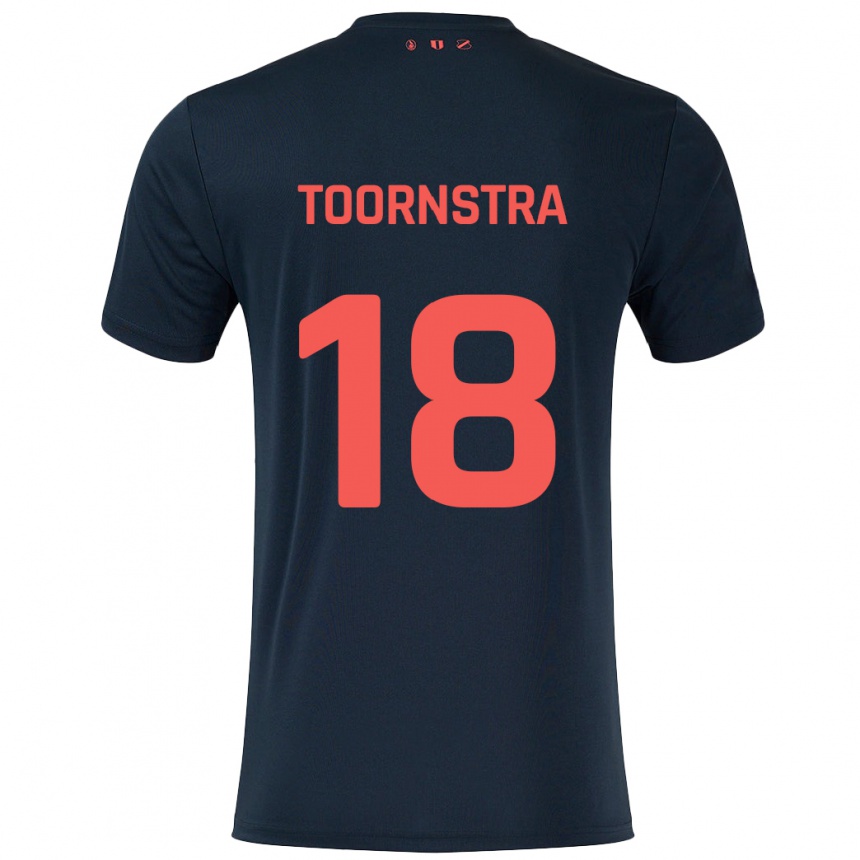 Herren Fußball Jens Toornstra #18 Schwarz Rot Auswärtstrikot Trikot 2024/25 T-Shirt Luxemburg