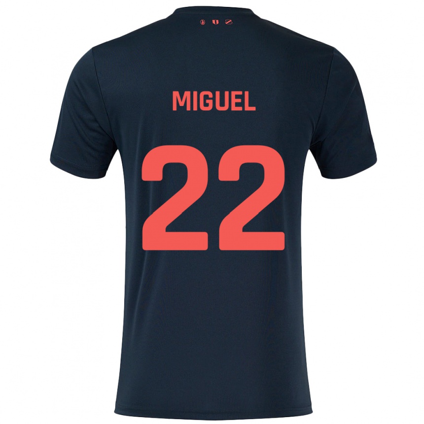 Herren Fußball Miguel Rodríguez #22 Schwarz Rot Auswärtstrikot Trikot 2024/25 T-Shirt Luxemburg