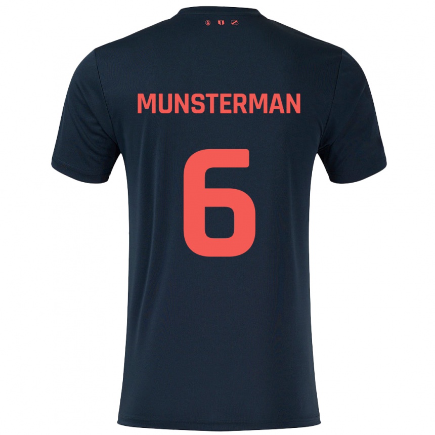 Herren Fußball Marthe Munsterman #6 Schwarz Rot Auswärtstrikot Trikot 2024/25 T-Shirt Luxemburg