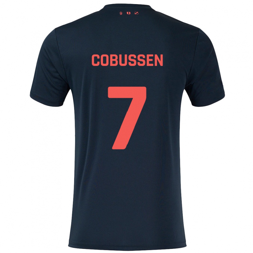 Herren Fußball Sophie Cobussen #7 Schwarz Rot Auswärtstrikot Trikot 2024/25 T-Shirt Luxemburg