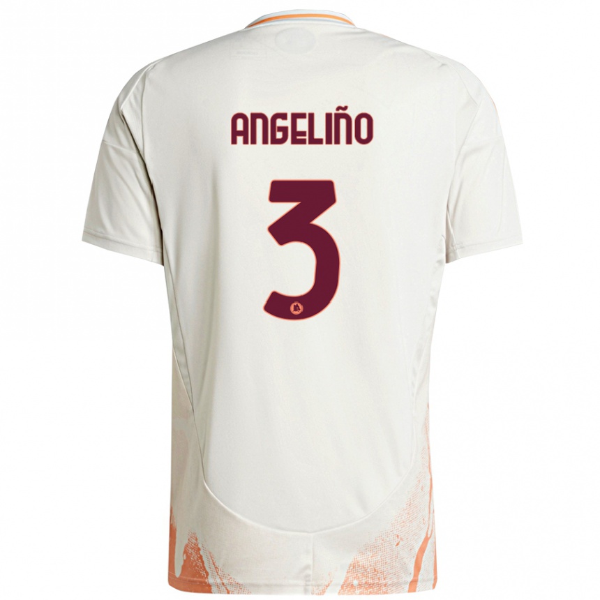 Herren Fußball Angeliño #3 Cremeweiß Orange Auswärtstrikot Trikot 2024/25 T-Shirt Luxemburg