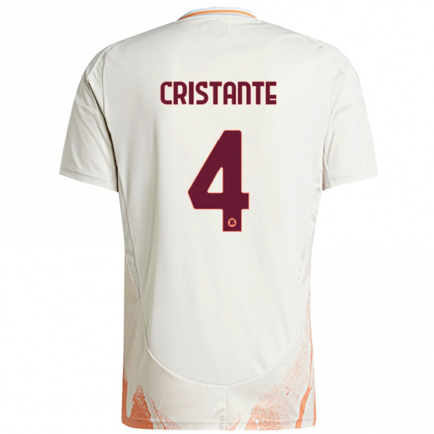 Herren Fußball Bryan Cristante #4 Cremeweiß Orange Auswärtstrikot Trikot 2024/25 T-Shirt Luxemburg