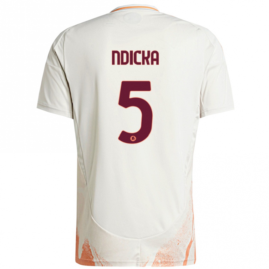 Herren Fußball Evan Ndicka #5 Cremeweiß Orange Auswärtstrikot Trikot 2024/25 T-Shirt Luxemburg