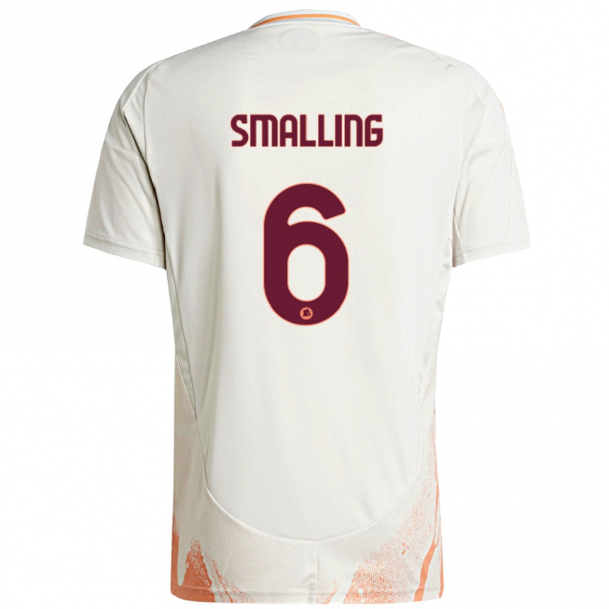 Herren Fußball Chris Smalling #6 Cremeweiß Orange Auswärtstrikot Trikot 2024/25 T-Shirt Luxemburg