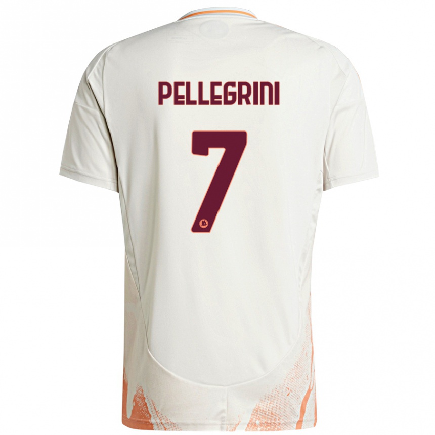 Herren Fußball Lorenzo Pellegrini #7 Cremeweiß Orange Auswärtstrikot Trikot 2024/25 T-Shirt Luxemburg