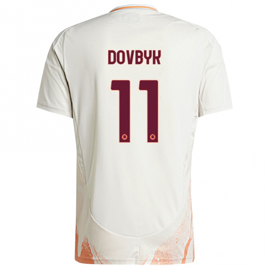 Herren Fußball Artem Dovbyk #11 Cremeweiß Orange Auswärtstrikot Trikot 2024/25 T-Shirt Luxemburg