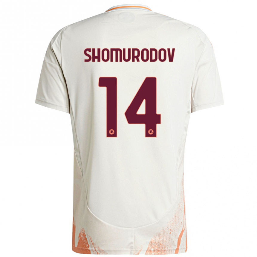 Herren Fußball Eldor Shomurodov #14 Cremeweiß Orange Auswärtstrikot Trikot 2024/25 T-Shirt Luxemburg