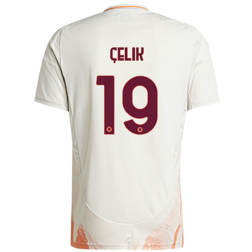 Herren Fußball Zeki Celik #19 Cremeweiß Orange Auswärtstrikot Trikot 2024/25 T-Shirt Luxemburg