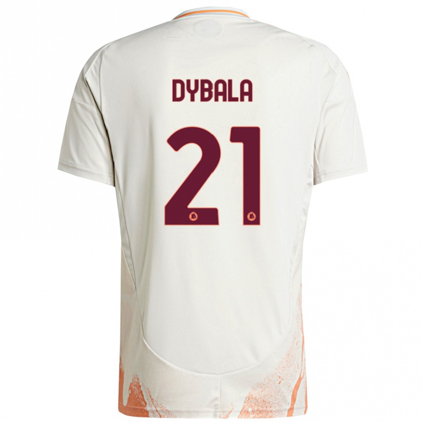 Herren Fußball Paulo Dybala #21 Cremeweiß Orange Auswärtstrikot Trikot 2024/25 T-Shirt Luxemburg