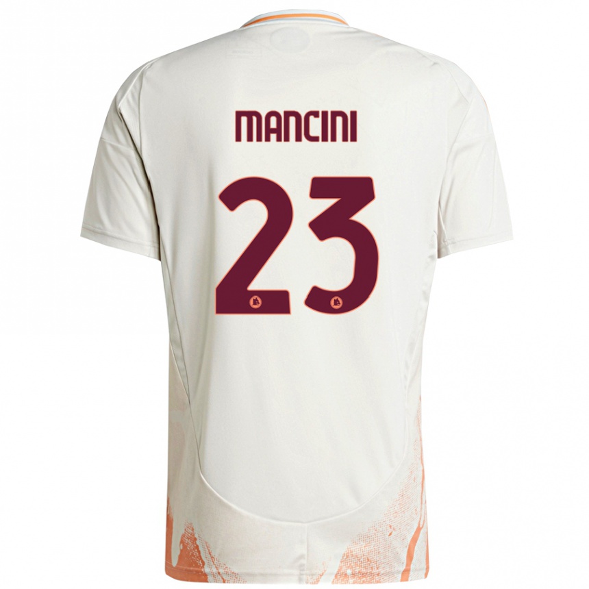 Herren Fußball Gianluca Mancini #23 Cremeweiß Orange Auswärtstrikot Trikot 2024/25 T-Shirt Luxemburg