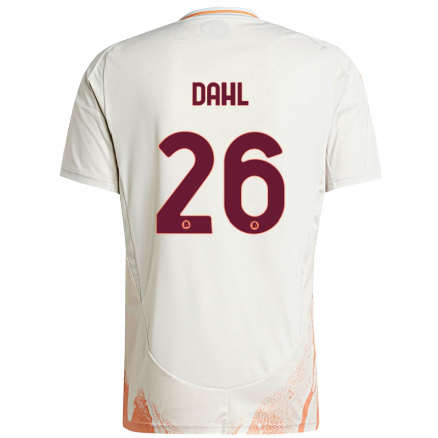 Herren Fußball Samuel Dahl #26 Cremeweiß Orange Auswärtstrikot Trikot 2024/25 T-Shirt Luxemburg