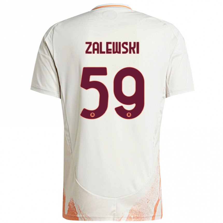 Herren Fußball Nicola Zalewski #59 Cremeweiß Orange Auswärtstrikot Trikot 2024/25 T-Shirt Luxemburg