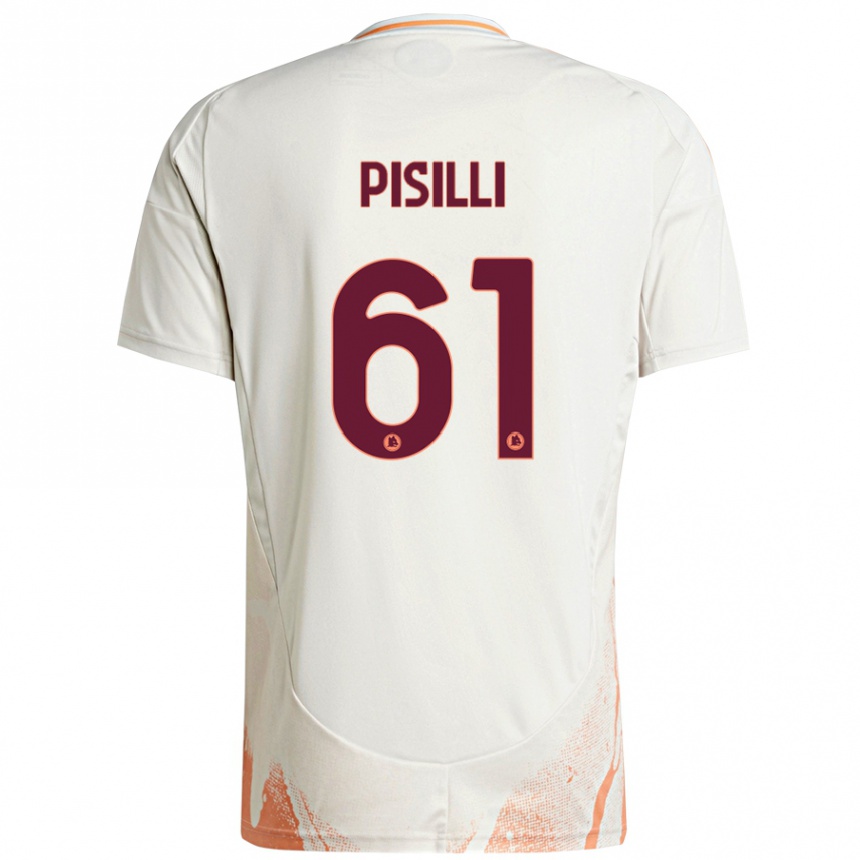 Herren Fußball Niccolò Pisilli #61 Cremeweiß Orange Auswärtstrikot Trikot 2024/25 T-Shirt Luxemburg