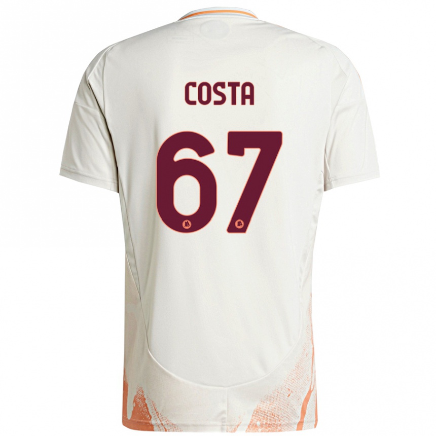 Herren Fußball João Costa #67 Cremeweiß Orange Auswärtstrikot Trikot 2024/25 T-Shirt Luxemburg