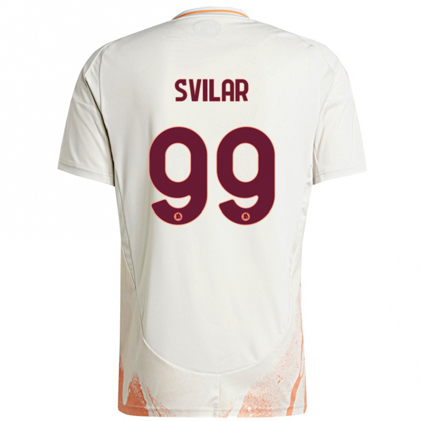 Herren Fußball Mile Svilar #99 Cremeweiß Orange Auswärtstrikot Trikot 2024/25 T-Shirt Luxemburg