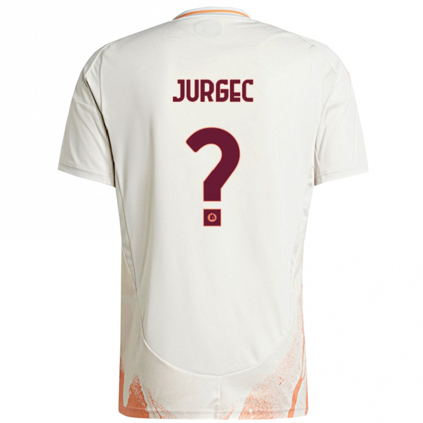 Herren Fußball Jan Jurgec #0 Cremeweiß Orange Auswärtstrikot Trikot 2024/25 T-Shirt Luxemburg