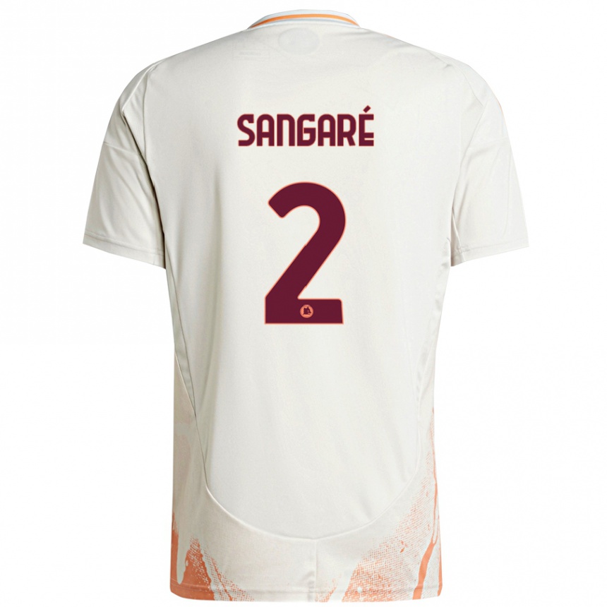 Herren Fußball Buba Sangaré #2 Cremeweiß Orange Auswärtstrikot Trikot 2024/25 T-Shirt Luxemburg