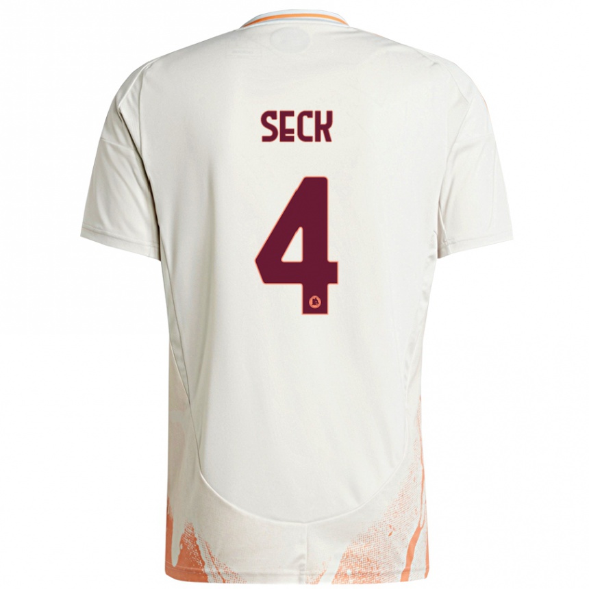 Herren Fußball Mohamed Seck #4 Cremeweiß Orange Auswärtstrikot Trikot 2024/25 T-Shirt Luxemburg