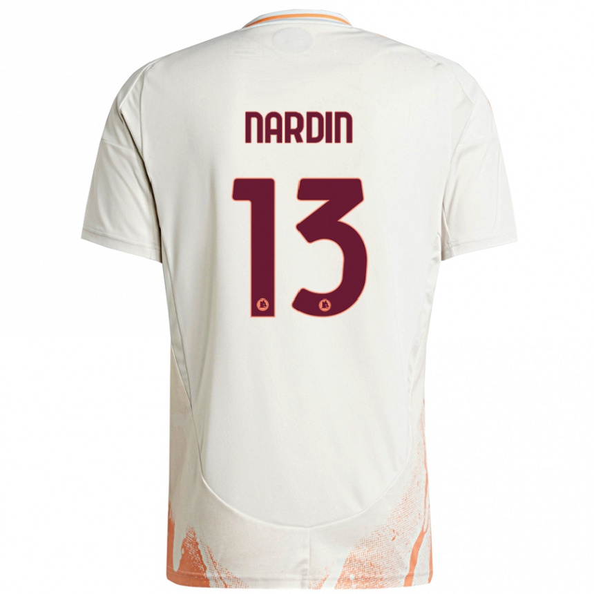 Herren Fußball Federico Nardin #13 Cremeweiß Orange Auswärtstrikot Trikot 2024/25 T-Shirt Luxemburg