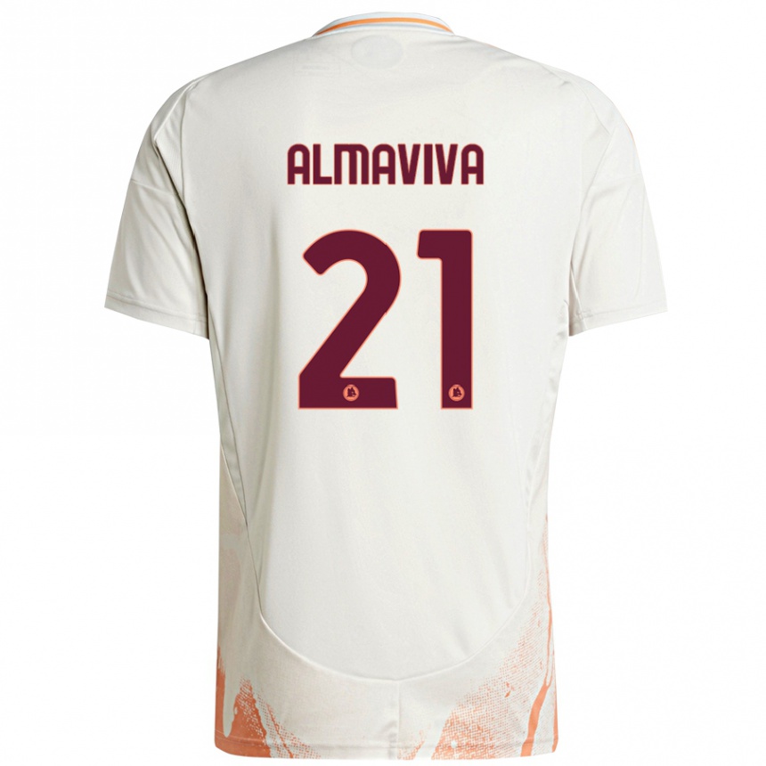 Herren Fußball Mattia Almaviva #21 Cremeweiß Orange Auswärtstrikot Trikot 2024/25 T-Shirt Luxemburg