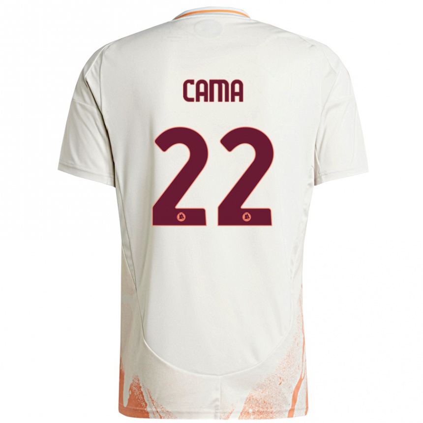 Herren Fußball Cristian Cama #22 Cremeweiß Orange Auswärtstrikot Trikot 2024/25 T-Shirt Luxemburg