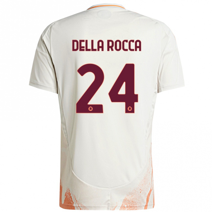 Herren Fußball Mattia Della Rocca #24 Cremeweiß Orange Auswärtstrikot Trikot 2024/25 T-Shirt Luxemburg