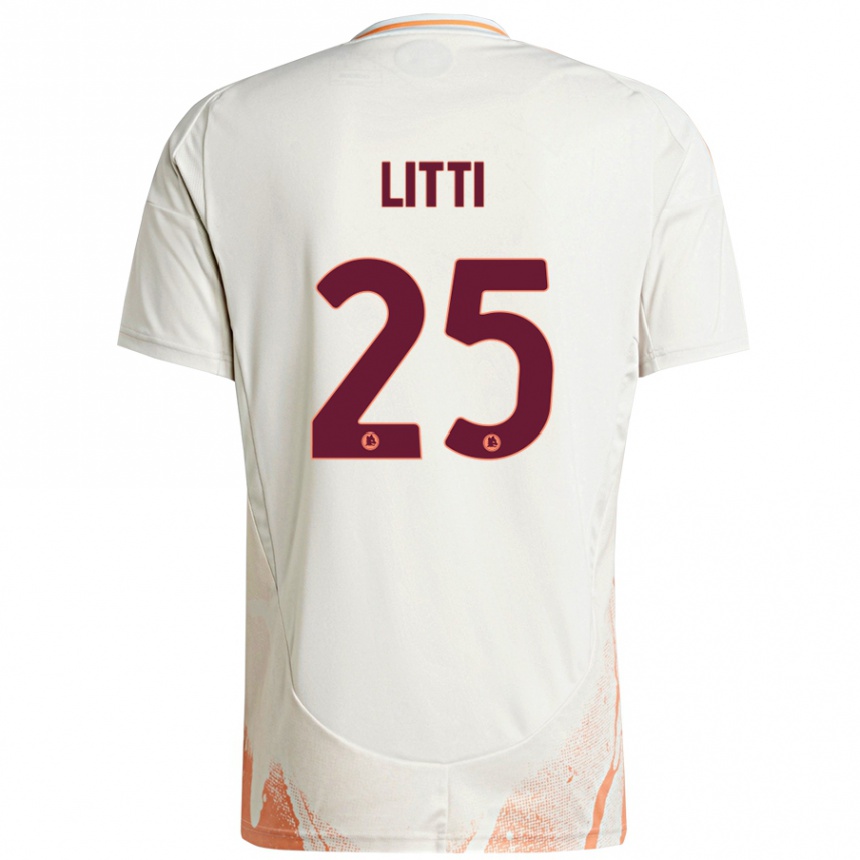 Herren Fußball Marco Litti #25 Cremeweiß Orange Auswärtstrikot Trikot 2024/25 T-Shirt Luxemburg