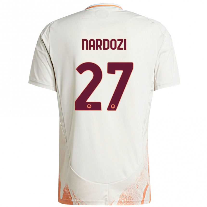 Herren Fußball Manuel Nardozi #27 Cremeweiß Orange Auswärtstrikot Trikot 2024/25 T-Shirt Luxemburg